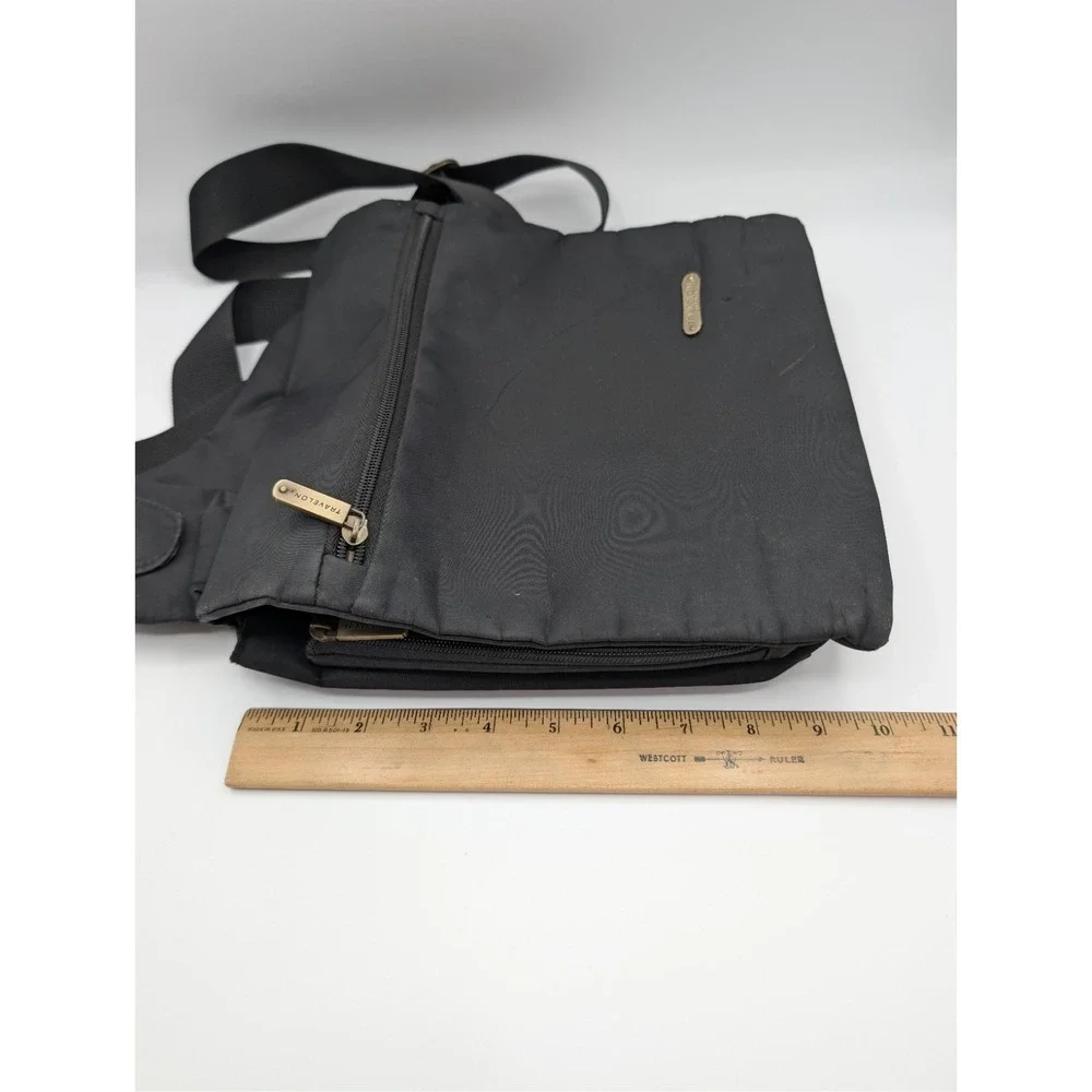 Travelon‎ Anti-Theft Black Crossbody Travel Bag RFID Organizer Leopard Lining
